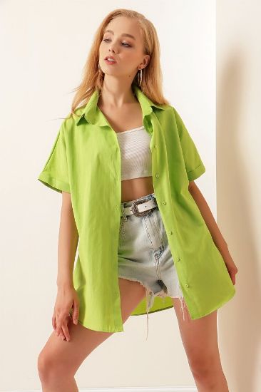 20120 Oversize Kısa Kollu Gömlek - A.Yeşil resmi